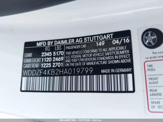 WDDZF4KB2HA019799 Mercedes-Benz E 300 4matic