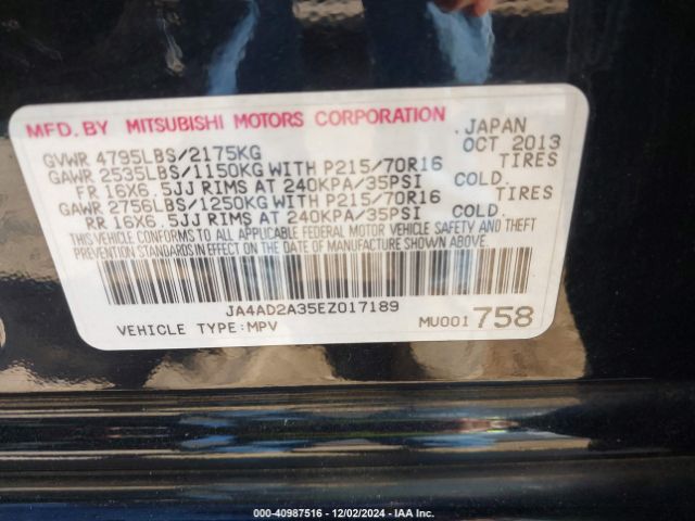 2014 MITSUBISHI OUTLANDER JA4AD2A35EZ017189 Photo 8