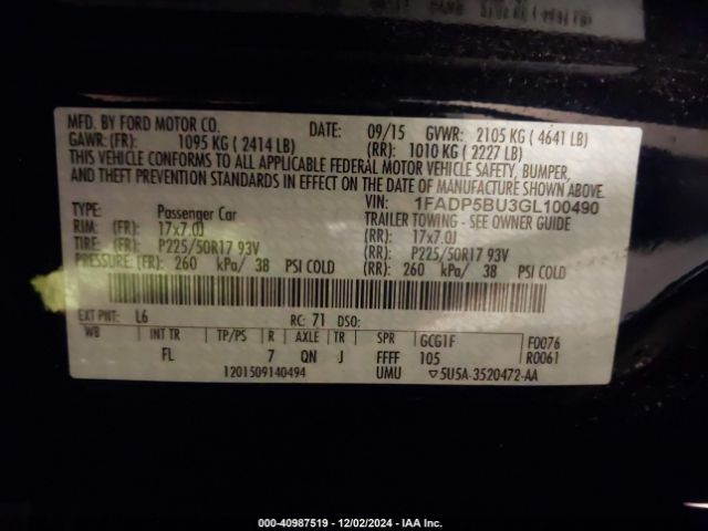 1FADP5BU3GL100490 Ford C-max Hybrid Sel