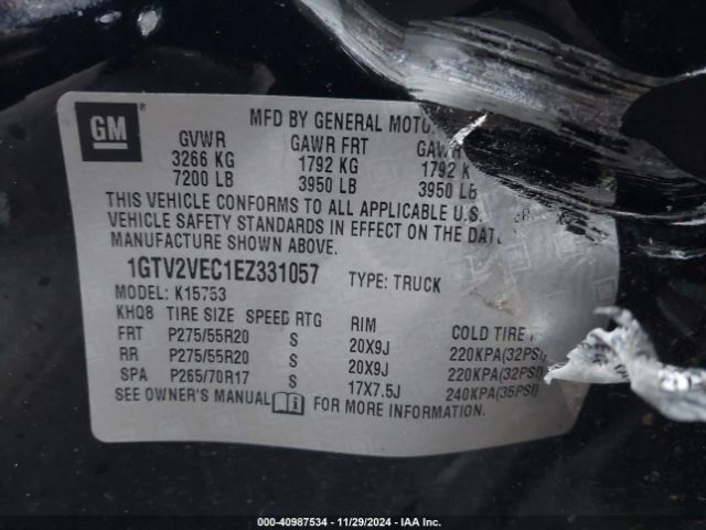 1GTV2VEC1EZ331057 GMC Sierra 1500 Slt