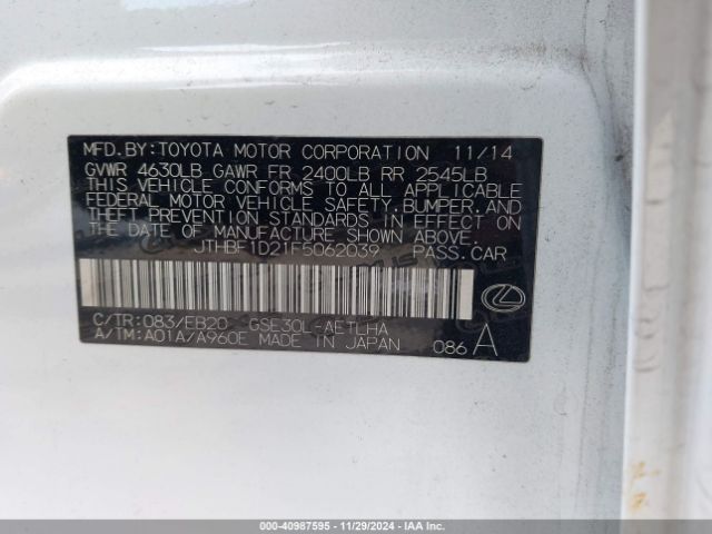 JTHBF1D21F5062039 Lexus IS 250