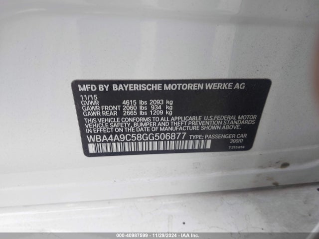 WBA4A9C58GG506877 BMW 428i Gran Coupe