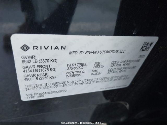 2023 RIVIAN R1S 7PDSGABL5PN008523 Photo 8