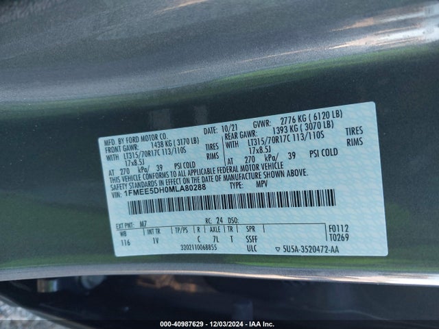 Ford Bronco Badlands 2021 1FMEE5DH0MLA80288 Image 9