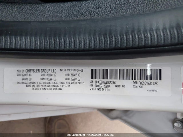 1C3CCBAB3EN145337 Chrysler 200 LX