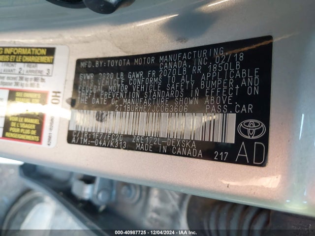 Toyota COROLLA SE 2018 2T1BURHE7JC063606 Image 9