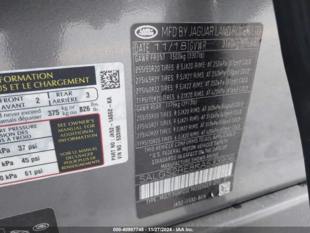 SALGS2RE8KA533996 Land Rover Range Rover 5.0l V8 Supercharged