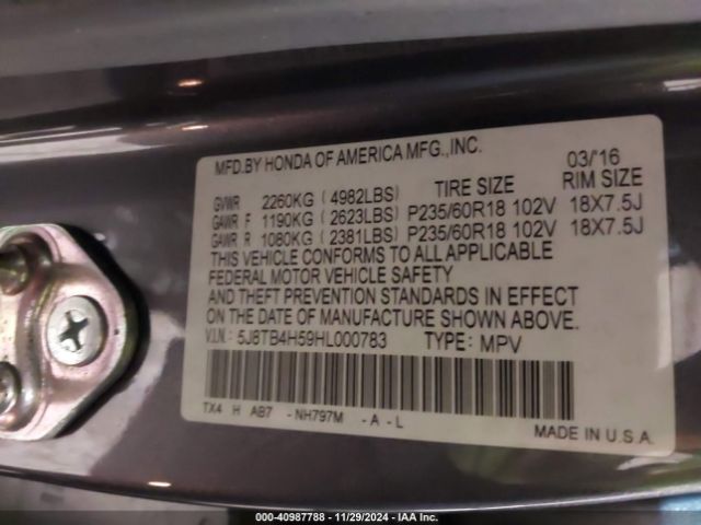 5J8TB4H59HL000783 Acura Rdx Technology   Acurawatch Plus Packages/w/technology Package