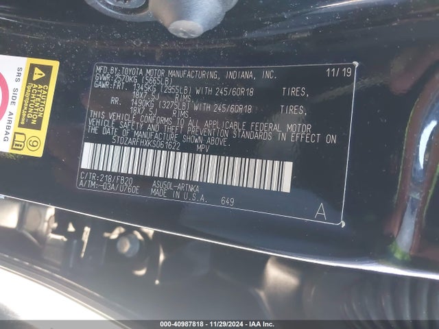 Toyota Highlander Le 2019 5TDZARFHXKS061622 Image 9