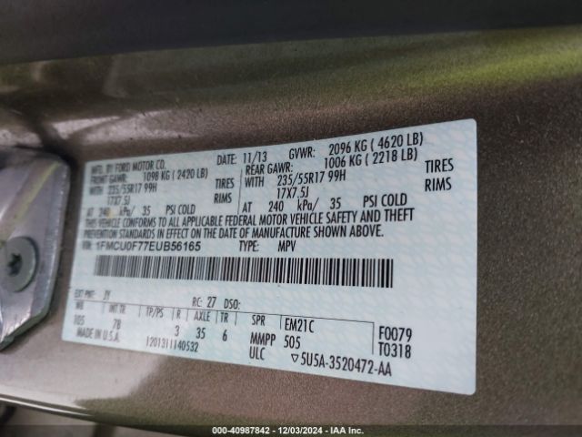 1FMCU0F77EUB56165 Ford ESCAPE S