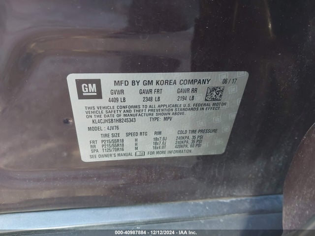 Buick Encore Premium 2017 KL4CJHSB1HB245343 Image 9