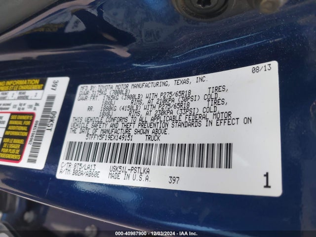 5TFFY5F19EX149151 Toyota Tundra Limited 5.7l V8