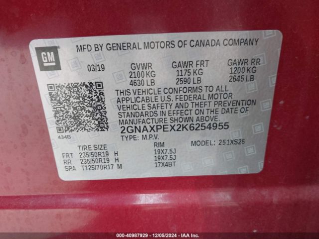 2GNAXPEX2K6254955 Chevrolet Equinox Premier