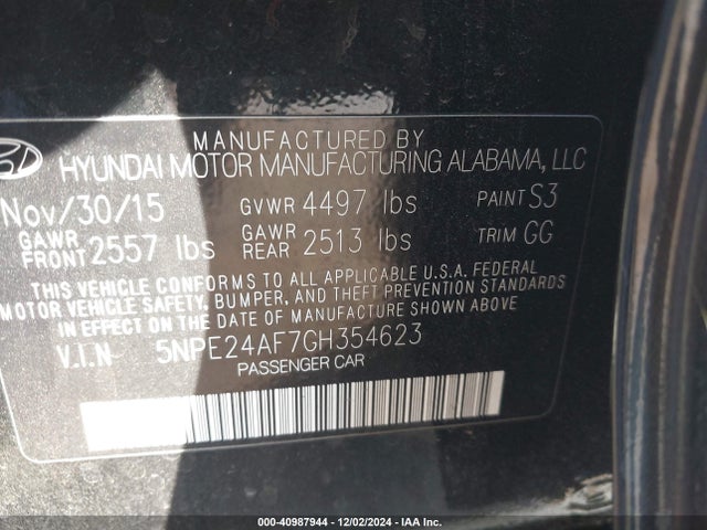 Hyundai SONATA SE 2016 5NPE24AF7GH354623 Image 9