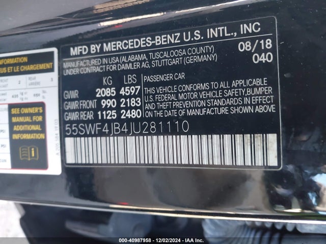 55SWF4JB4JU281110 Mercedes-Benz C 300