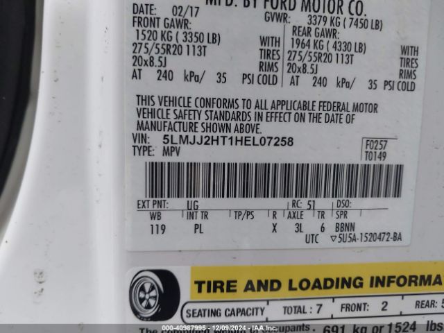 5LMJJ2HT1HEL07258 Lincoln Navigator Select