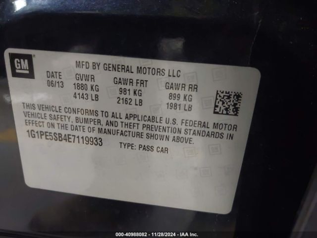 1G1PE5SB4E7119933 Chevrolet Cruze 2lt Auto