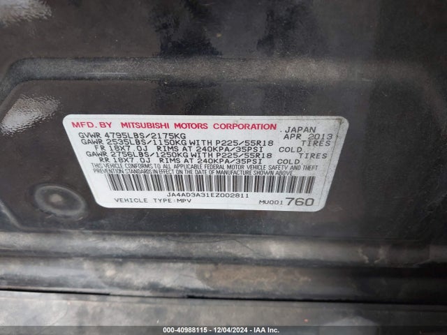 Mitsubishi Outlander Se 2014 JA4AD3A31EZ002811 Image 9