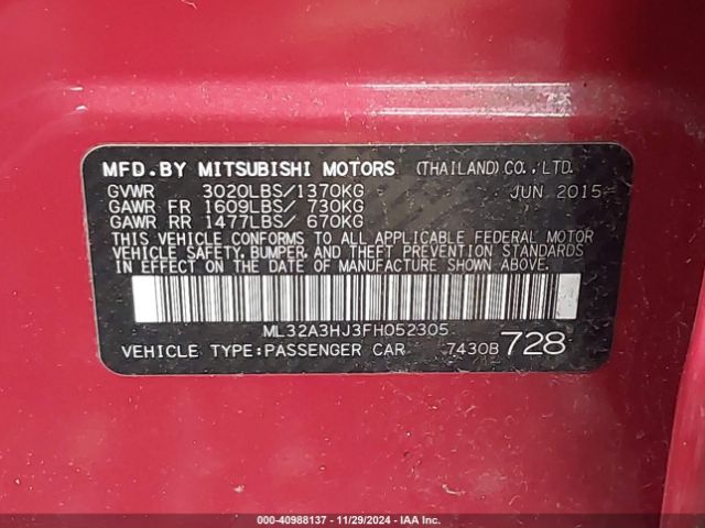 2015 MITSUBISHI MIRAGE ML32A3HJ3FH052305 Photo 8