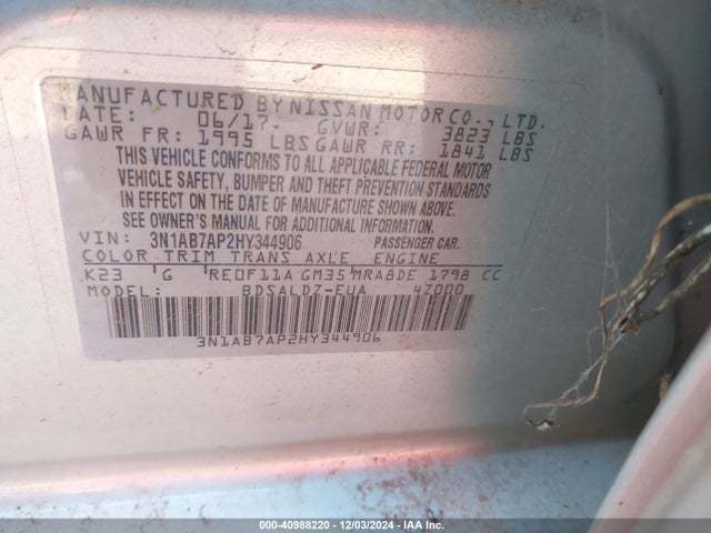 Nissan SENTRA SV 2017 3N1AB7AP2HY344906 Image 9