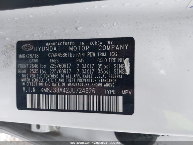 KM8J33A42JU724826 Hyundai TUCSON SEL