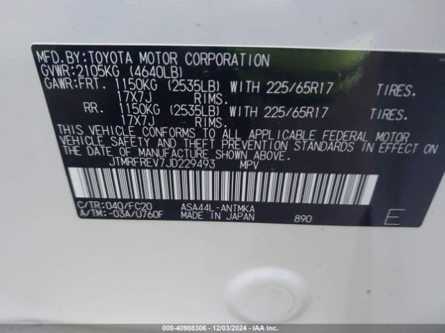 JTMRFREV7JD229493 Toyota Rav4 Adventure/xle