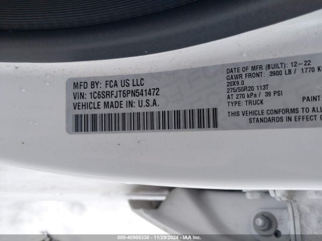 1C6SRFJT6PN541472 RAM 1500 Laramie  4x4 5'7 Box