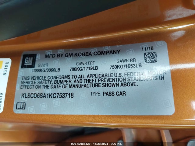 Chevrolet Spark 1lt Cvt 2019 KL8CD6SA1KC753718 Image 9