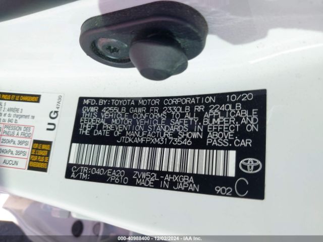JTDKAMFPXM3173546 Toyota Prius Prime Xle