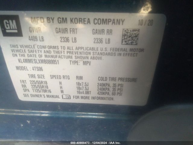 KL4MMESLXMB080051 Buick Encore Gx Awd Select
