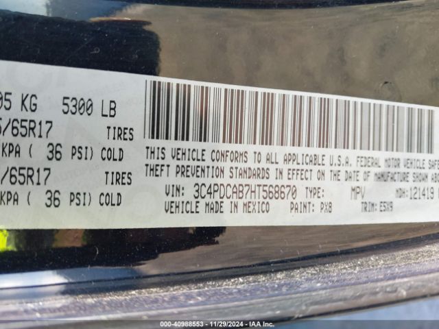 3C4PDCAB7HT568670 Dodge JOURNEY SE