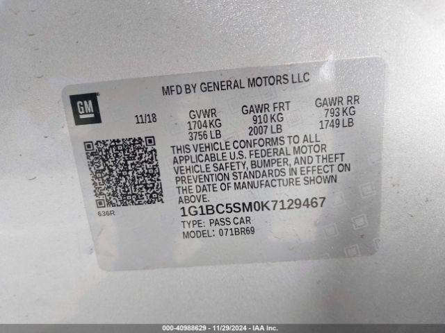 1G1BC5SM0K7129467 Chevrolet CRUZE LS