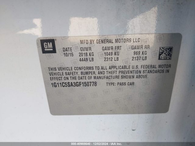 1G11C5SA3GF150778 Chevrolet Malibu Limited Lt