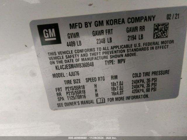 KL4CJESM4MB360948 Buick Encore Awd Preferred