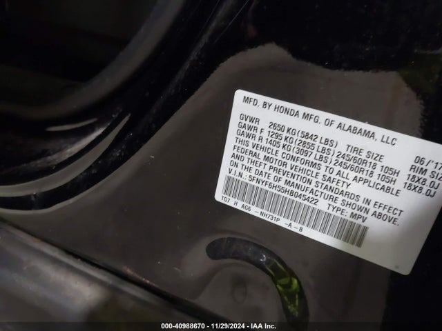 Honda Pilot Ex-l 2017 5FNYF6H55HB045422 Image 9