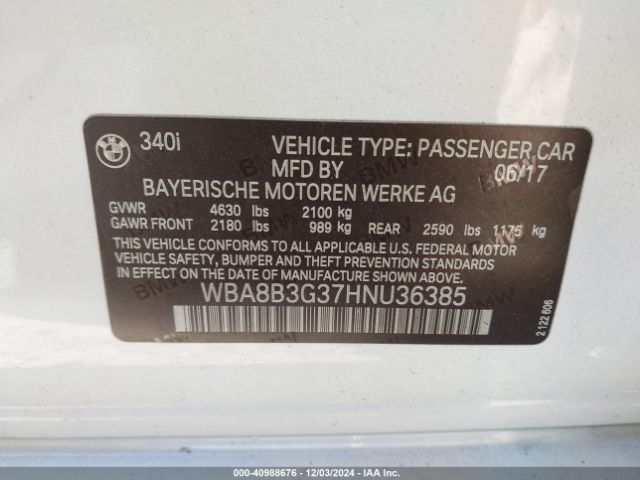 WBA8B3G37HNU36385 BMW 340i