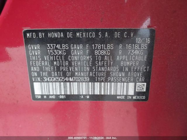 3HGGK5G54HM702839 Honda FIT LX