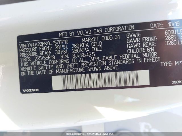 YV4A22PK0L1570710 Volvo Xc90 T6 Momentum 7 Passenger