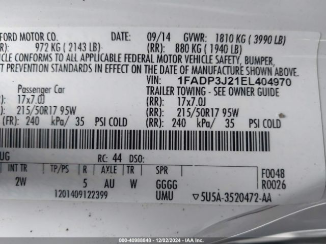 1FADP3J21EL404970 Ford Focus Titanium