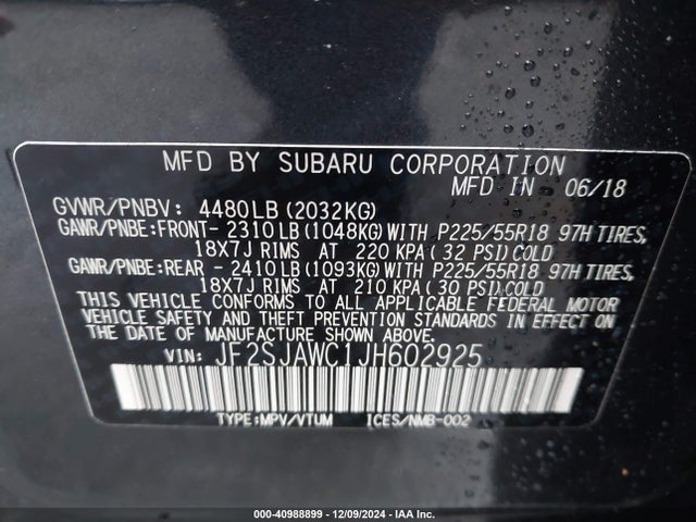 JF2SJAWC1JH602925 Subaru Forester 2.5i Touring
