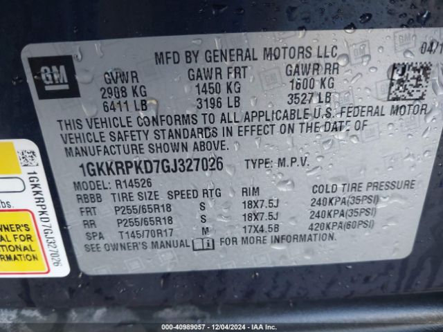 1GKKRPKD7GJ327026 GMC Acadia Sle-2