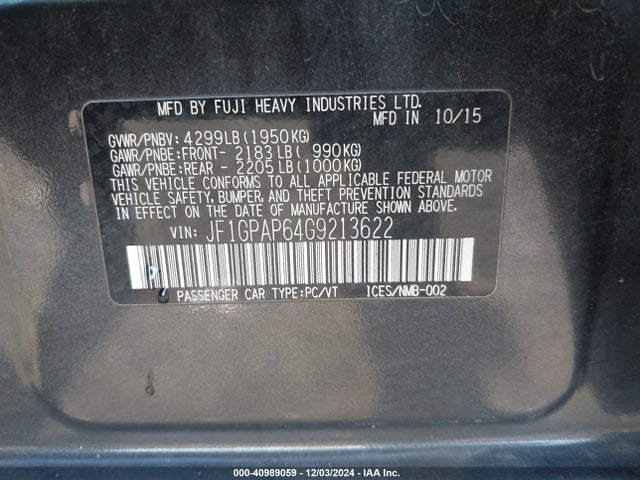 JF1GPAP64G9213622 Subaru Impreza 2.0i Sport Premium