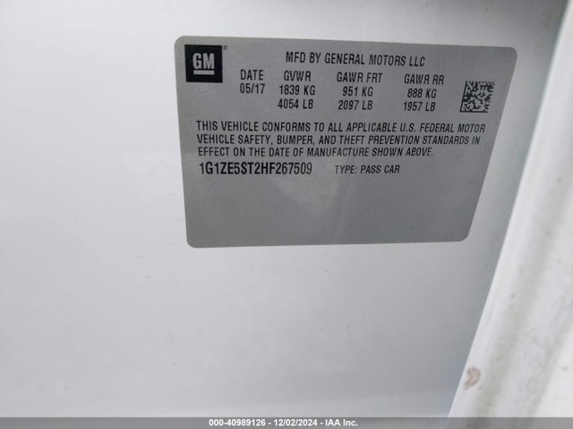 Chevrolet MALIBU 1LT 2017 1G1ZE5ST2HF267509 Image 9
