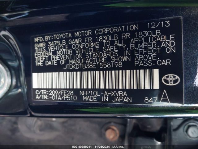 JTDKDTB38E1558198 Toyota Prius C One