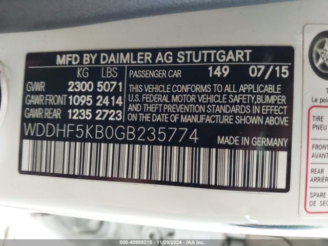 WDDHF5KB0GB235774 Mercedes-Benz E 350