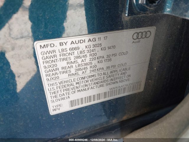 WA1VAAF78JD023902 Audi Q7 3.0t Premium