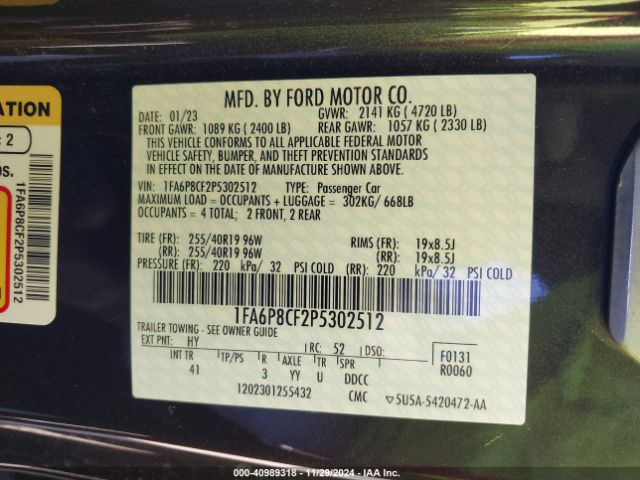 1FA6P8CF2P5302512 Ford Mustang Gt Premium