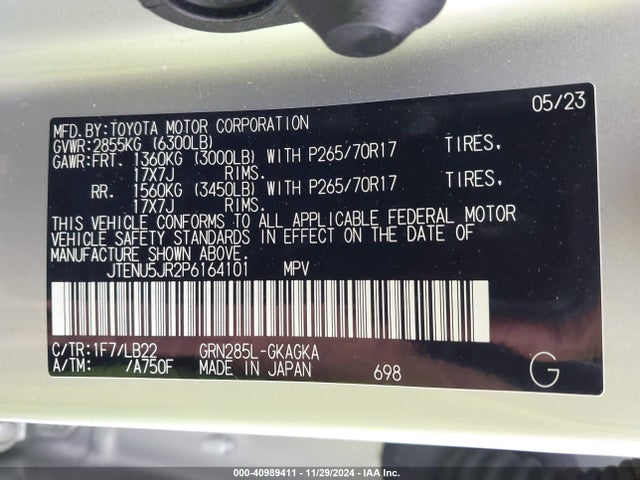 Toyota 4runner Sr5 Premium 2023 JTENU5JR2P6164101 Image 9
