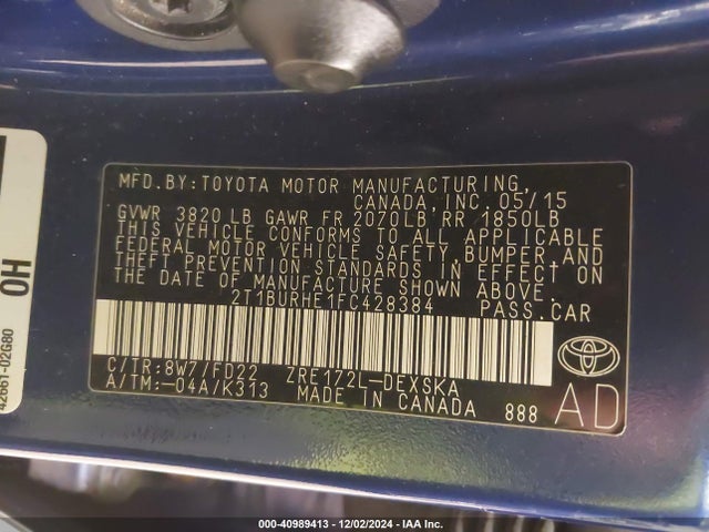 Toyota Corolla S Plus 2015 2T1BURHE1FC428384 Image 9