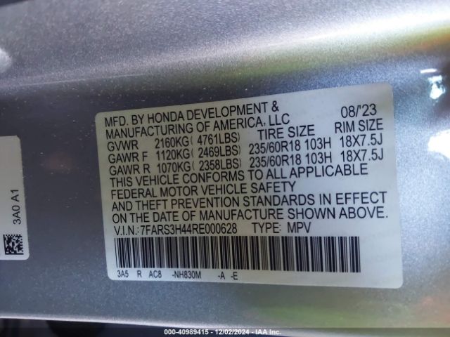 7FARS3H44RE000628 Honda Cr-v Ex 2wd
